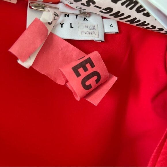 Tanya Taylor Red Wrap Dress with Purple Accent - Picture 6 of 12